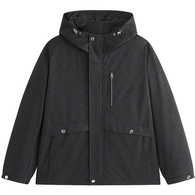 太平鸟男装提花肌理连帽夹克2026春季新款工装钓鱼服宽松潮流外套