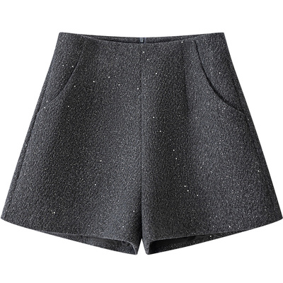 毛呢短裤女秋冬季2025新款高腰