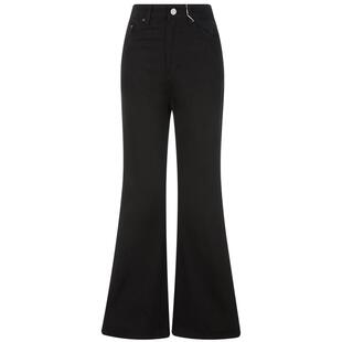 RECTO黑色棉质复古时髦微喇显瘦女士水洗牛仔裤