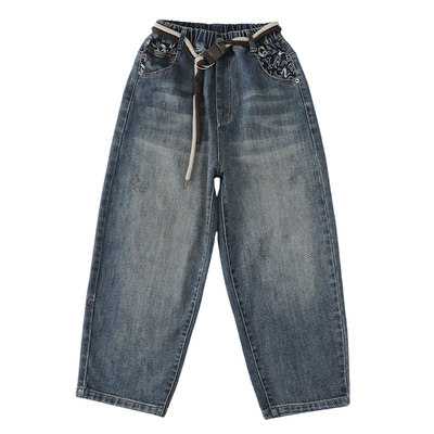 儿童装男童加绒裤子2025新款秋冬款冬季男孩一体绒加厚牛仔大童潮