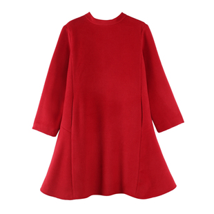 大码孕妇冬季内搭毛呢连衣裙中长款宽松孕妇打底红色连衣裙冬加厚