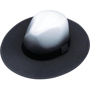 上海滩渐变礼帽男女士英伦复古毛呢大檐礼帽新郎官帽绅士帽表演帽