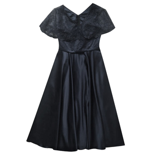 大码黑色礼服女胖mm显瘦年会演出主持人加肥200斤遮肉2025气质V领