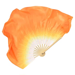 东北民谣舞蹈扇子真丝橘黄渐变扇子丝巾儿童古典舞蹈秧歌跳舞专用