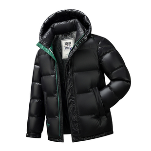 冬季男士中青年连帽羽绒服超厚保暖外套短款北方防寒鸭绒宽松休闲