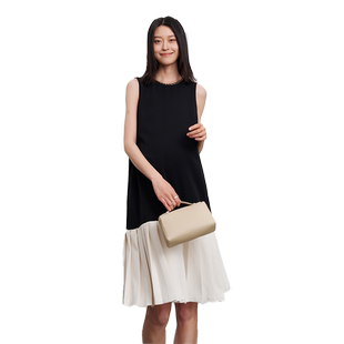 SELLYNEAR孕妇装夏季背心连衣裙新款时尚宽松黑白撞色小香风裙子