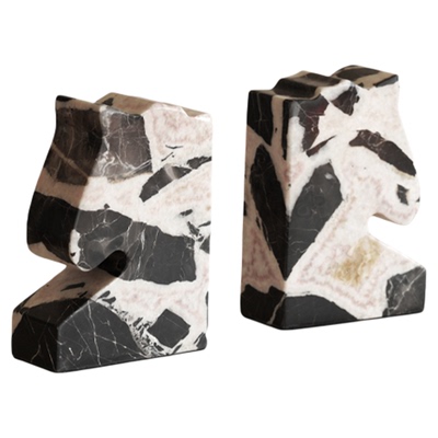 梵其轻奢大理石骏马书档摆件