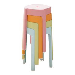 塑料凳子加厚家用现代简约风车圆凳可叠放餐桌椅子胶凳备用高板凳