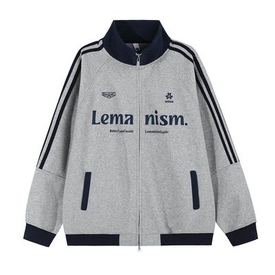 lemanism棒球服红色外套男立领春秋情侣款美式运动夹克女卫衣外套