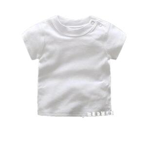 新生婴儿纯棉白色短袖T恤0-3-6-9个月男女宝宝夏季短袖满月百