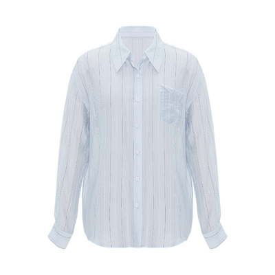 iammix27春夏长袖莱赛尔条纹衬衫