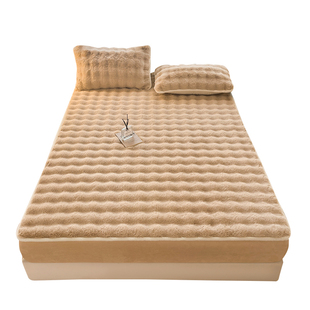 兔毛绒牛奶绒床笠冬季加绒加厚保暖床垫保护罩法兰珊瑚绒床罩床单