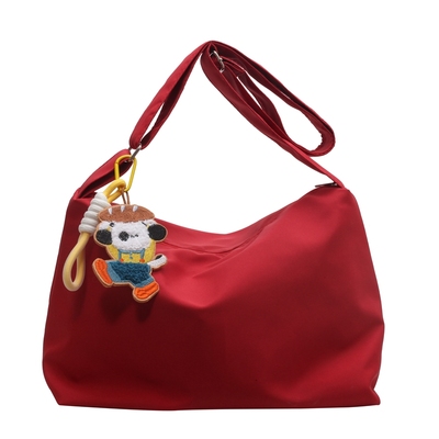 帆布包红色包包斜挎大容量尼龙布