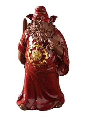 中式紫砂钟馗神像免安装桌面摆件