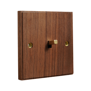 PIALT【海棠角】黑胡桃实木面板黄铜拨杆复古开关86型单开普田