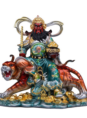 黄铜赵公明武财神像客厅摆件