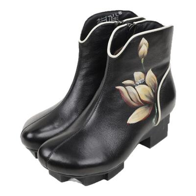 相伴真皮防水台厚底短靴