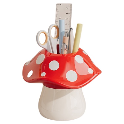 可爱蘑菇笔筒桌面收纳化妆刷筒