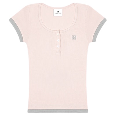 CalledBack撞色修身短袖T恤女