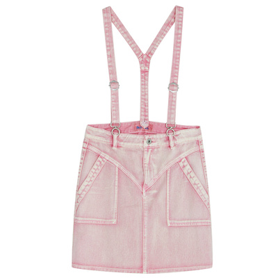 谜底2022夏季新款可拆卸背带短A廓形机车线纯棉牛仔半裙222MB0658