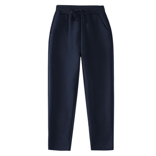 儿童秋冬加厚绒藏青色小学生运动裤羊羔绒中大男女童深蓝校服裤子