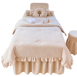 新款美容床罩四件套高档轻奢洗头专用美容院按摩高级会所推拿床套