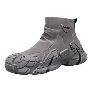 马丁靴男鞋冬季高帮休闲户外徒步运动一脚蹬工作劳保工装加绒棉鞋