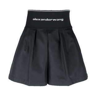 Alexander Wang女经典腰身印花Logo高腰短裤女士新款XY推选