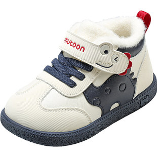 牧童童鞋卡通恐龙儿童棉鞋男童2025冬季新款小高帮女童保暖加绒鞋