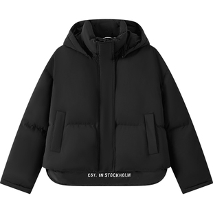 Marc O'Polo/MOP2025冬季新款鹅绒廓形短款可脱卸连帽羽绒服女士