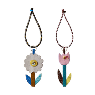 SoftServe柔软供应《拼布小花》立体手工皮质包包挂件饰钥匙扣链