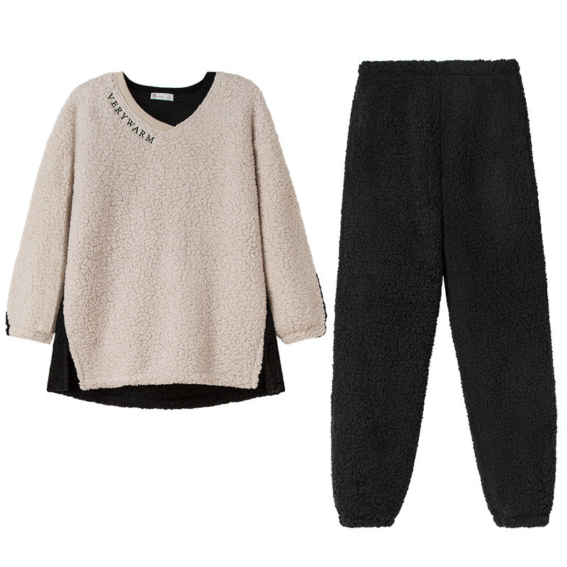 妮狄娅女羊羔绒休闲家居服套装