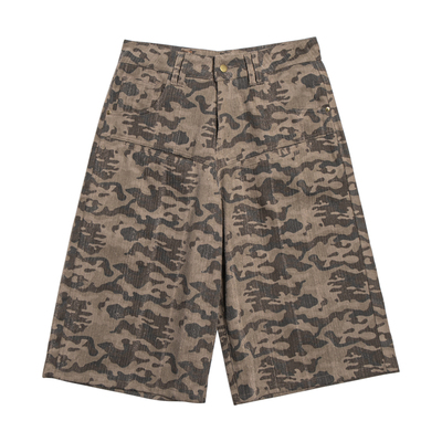 水洗磨破做旧五分牛仔裤