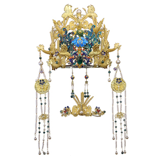 汉服婚服凤冠霞帔明制发冠景泰蓝新娘头饰皇后大婚中式新款奢华