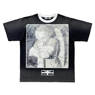 Vertabrae Push tee 绷带天使印花撞色衣领 纯棉短袖T恤