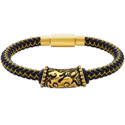 足金马踏宏图黄金手链男女款黑金