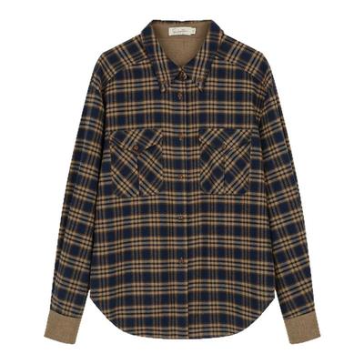 solighter法式复古格子长袖衬衫