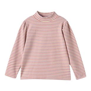 皇室童缘女童打底衫冬季新款半高领条纹长袖体恤中大童内搭女