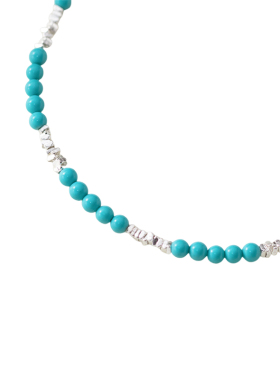 原矿天然绿松石碎银子手链