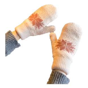 针织毛线手套男女冬季滑雪雪花保暖加绒加厚日系全指户外情侣冬天