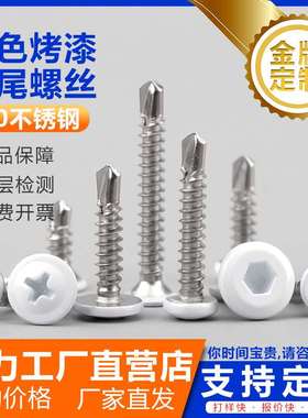 白色烤漆沉头盘头大扁头倒边内六角螺丝410不锈钢自攻自钻燕尾钉