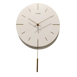 北欧简约静音挂钟现代工业风圆铜针时钟客厅创意个性圆形时尚钟表