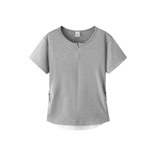 [商场同款]森马短袖T恤女短款修身显瘦2025夏新款假两件衣服百搭