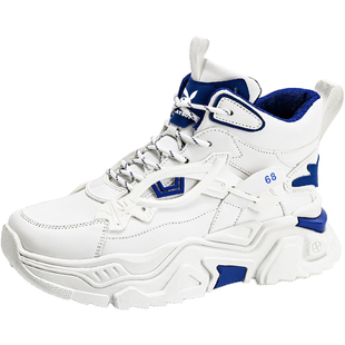 花花公子高帮老爹鞋男款秋冬季休闲小白鞋男生青少年增高运动鞋子