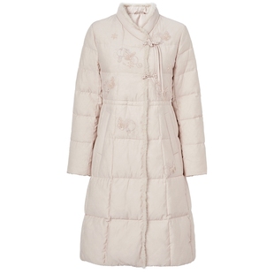 马天奴2025冬季新款新中式绣花水貂毛领长款羽绒服国风保暖时尚女