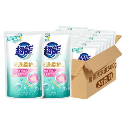 超能花漾柔护洗衣液袋装500g整箱