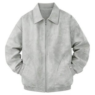 班尼路SK麂皮绒皮衣夹克男士2026新款春季翻领宽松痞帅休闲外套YS