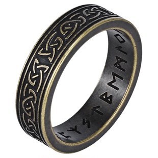 北欧维京卢恩文字凯尔特结钛钢戒指潮男女复古做旧三位一体结指环