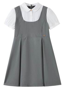 elandkids女童甜美假两件连衣裙