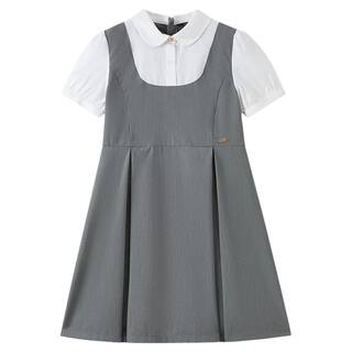 elandkids衣恋童装女童连衣裙26夏学院风演出服度假撞色裙子翻领